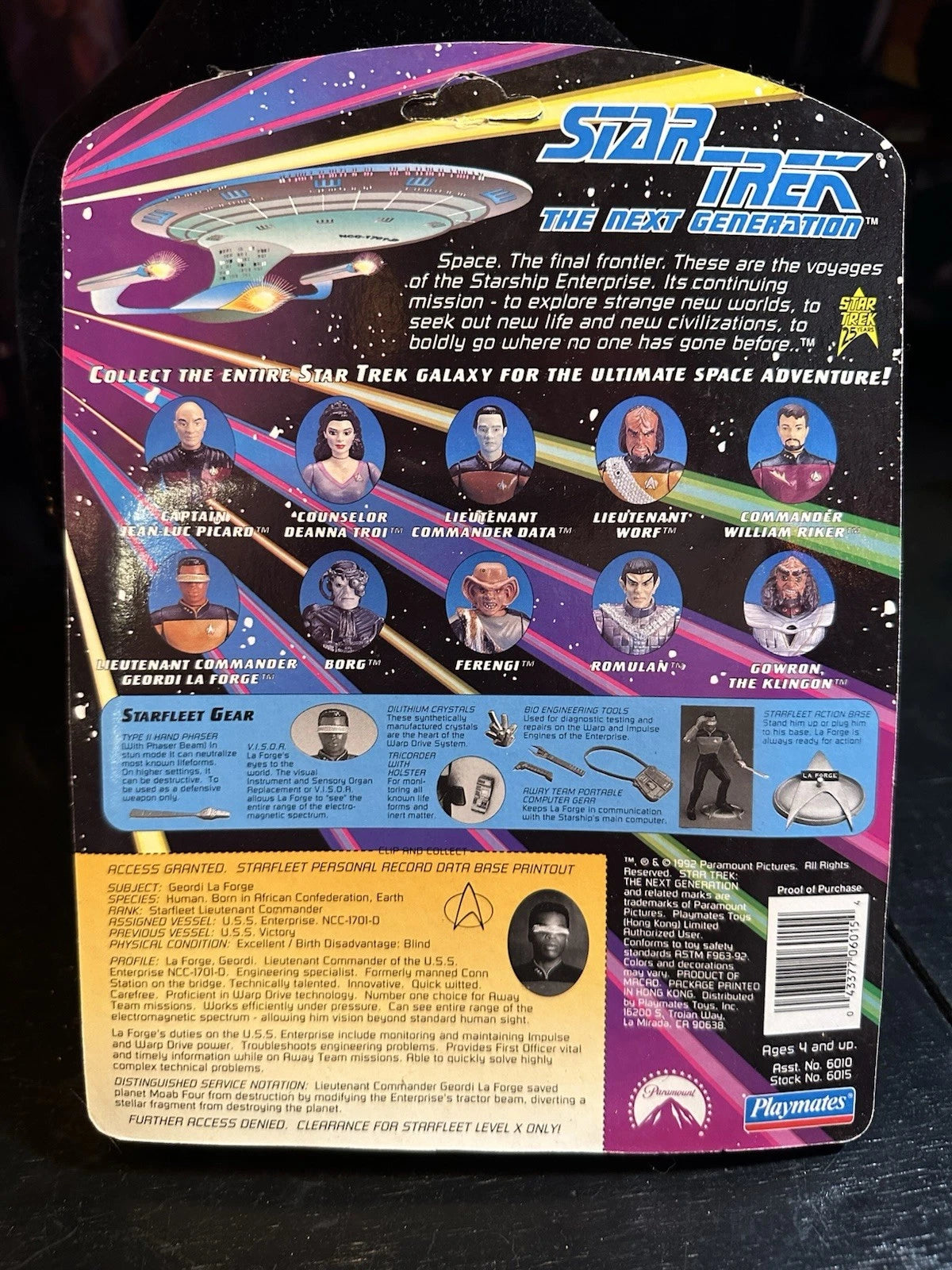 Vtg 1992 Playmates Star Trek TNG GEORDI LA FORGE Action Figure New on Card