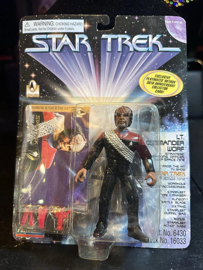 Vtg 1998 Playmates Star Trek DS9 WORF Action Figure New on Card w SkyBox