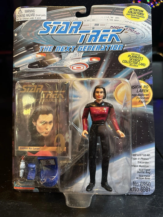 Vtg 1993 Playmates Star Trek TNG RO LAREN Action Figure New on Card w SkyBox